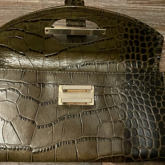 Olive Green Genuine Leather Croc Embossed Wallet🖤 - Picture 4 of 13